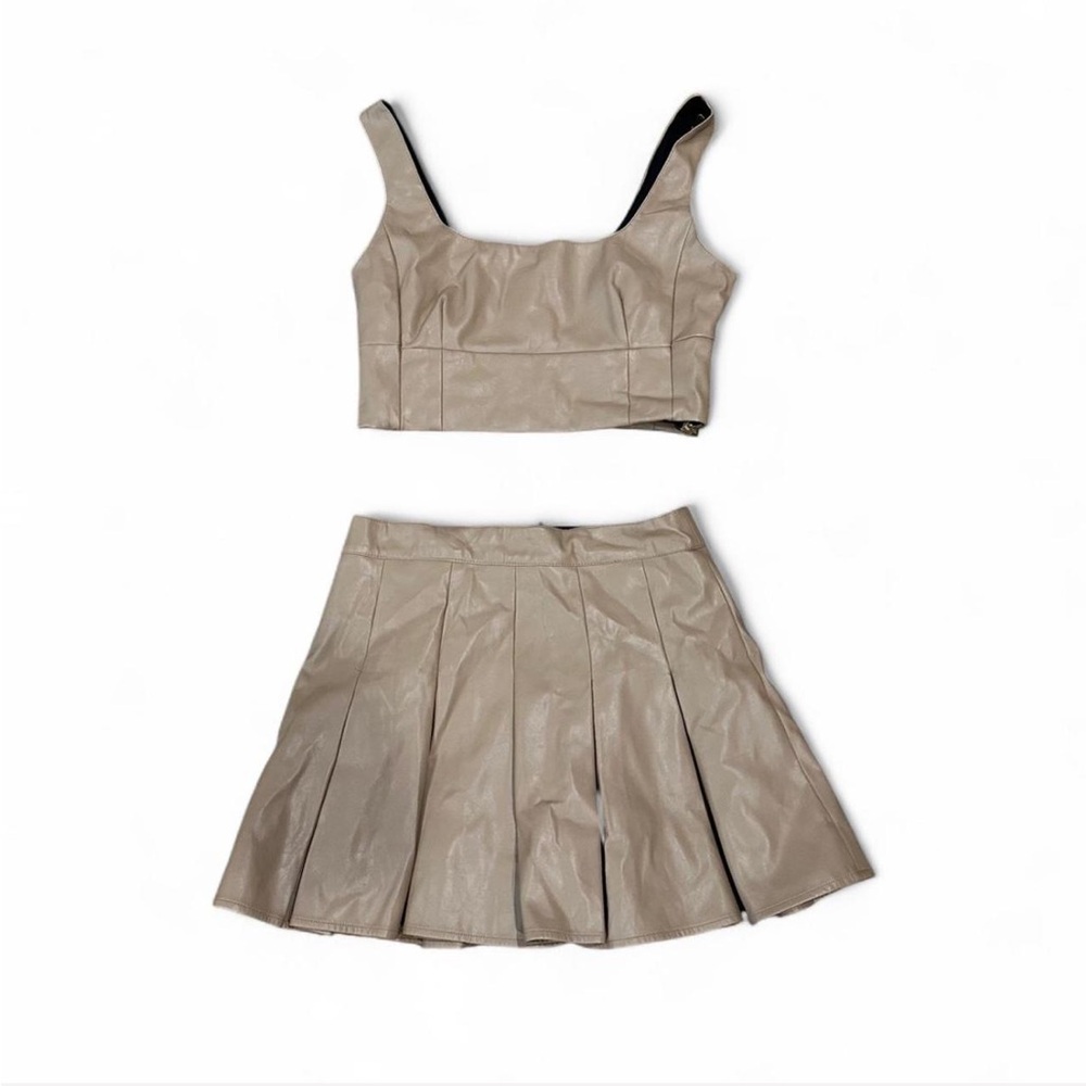 leather top and skirt set